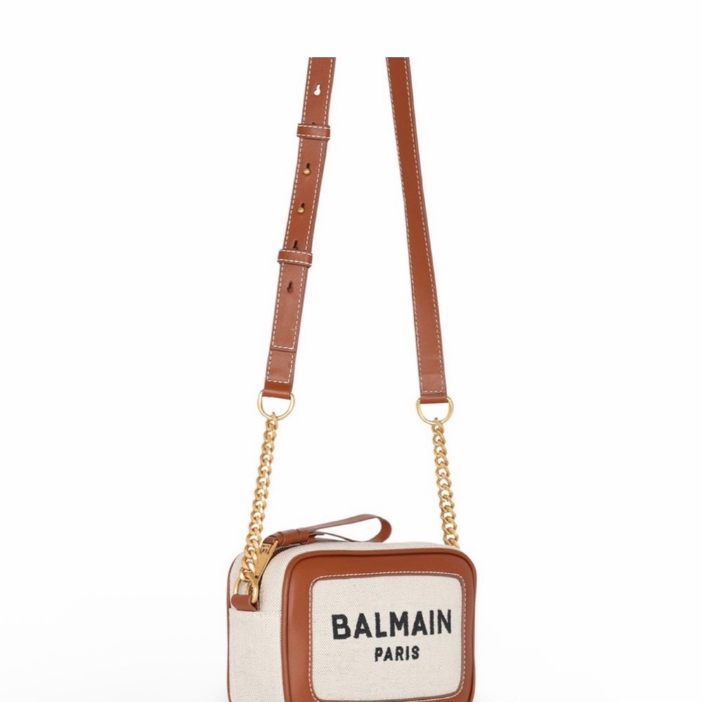Balmain Tan and Cream Crossbody Bag
